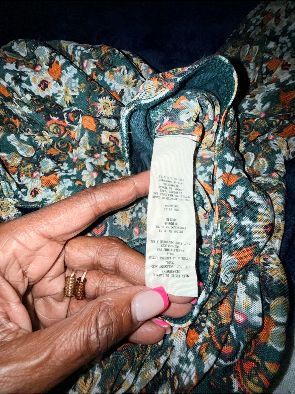 Free People Multi-Color Floral Mock Neck Long Sleeve Blouse